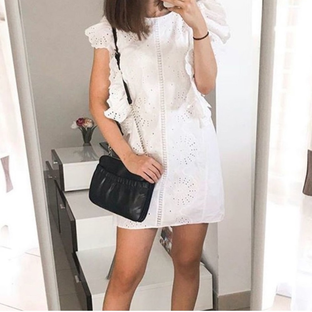 Zara white embroidery open work eyelet dress